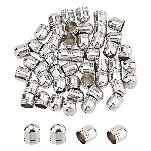 UNICRAFTALE Über 50pcs Edelstahl Kabelenden Leder Endkappen 2mm Loch Kabel End Terminatoren Kabel Finden Für Schmuckherstellungs Kit, Edelstahl Farbe 8mm Innendurchmesser von UNICRAFTALE