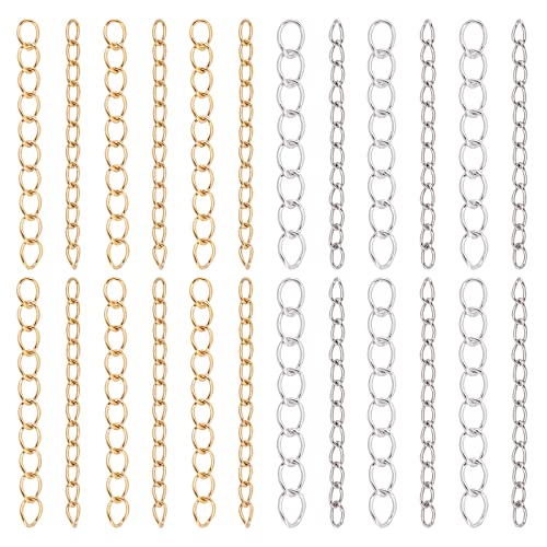 UNICRAFTALE 120 Stk 25mm Lang Edelstahl Kettenverlängerung 1.6/3mm Dick Armband Endketten Metall Kettenverlängerung Schmuckketten Für Armband Halskette Schmuckherstellung von UNICRAFTALE