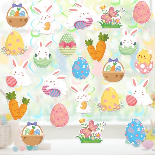 24PCS Osterhasen-Hängewirbel Dekorationen Ostereier Hase Decke Dekorationen Ostern Party Dekorationen für Geburtstag Home Office Klassenzimmer Frühling Dekorationen 24PCS Osterhasen-Hängewirbel Dekorationen Ostereier Hase Decke Dekorationen Ostern Party Dekorationen für Geburtstag Home Office Klassenzimmer Frühling Dekorationen von UNIIDECO