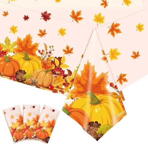 3er-Pack Herbst-Tischdecken Einweg-Tischdecken Rechteckige Plastiktischdecken für Herbstparty-Dekorationen Thanksgiving-Dekorationen Erntefest-Tischdekoration 54 x 108 Zoll 3er-Pack Herbst-Tischdecken Einweg-Tischdecken Rechteckige Plastiktischdecken für Herbstparty-Dekorationen Thanksgiving-Dekorationen Erntefest-Tischdekoration 54 x 108 Zoll von UNIIDECO