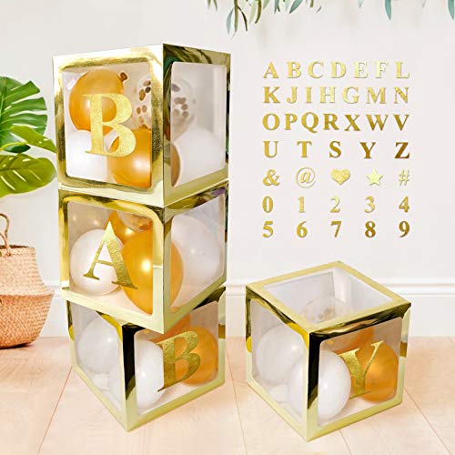 4 Stück Gold Transparent Luftballons Boxen mit 30 Buchstaben 10 Zahlen 5 Symbolen, UNIIDECO Neutral Gender Reveal Oh Baby Shower Dekorationen ABC Blocks Schild, Dusche Geburtstag Party Supplies 4 Stück Gold Transparent Luftballons Boxen mit 30 Buchstaben 10 Zahlen 5 Symbolen, UNIIDECO Neutral Gender Reveal Oh Baby Shower Dekorationen ABC Blocks Schild, Dusche Geburtstag Party Supplies von UNIIDECO