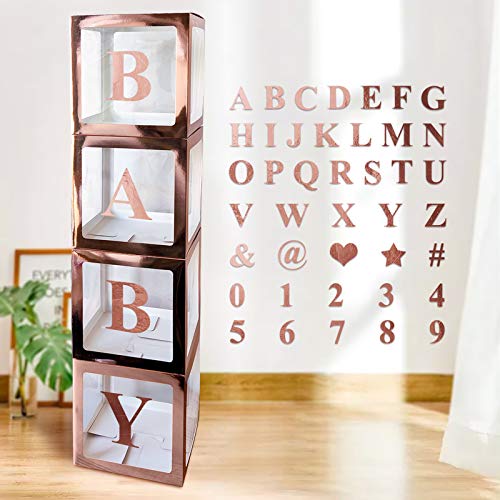 4 Stück Rose Gold Clear Boxen für Luftballons mit 30 Buchstaben, 10 Zahlen, 5 Symbole, ABC transparente Geschenkbox Geburtstag Geschlecht Reveal Dekoration, Baby Shower Boy Girl Letter Blocks 4 Stück Rose Gold Clear Boxen für Luftballons mit 30 Buchstaben, 10 Zahlen, 5 Symbole, ABC transparente Geschenkbox Geburtstag Geschlecht Reveal Dekoration, Baby Shower Boy Girl Letter Blocks von UNIIDECO