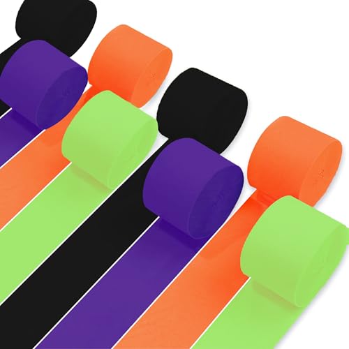 8 Rollen Halloween Krepppapier Luftschlangen Lila Grün Orange Schwarz für Party Dekorationen Geburtstag Babyparty Geschlecht Enthüllung Abschlussfeier von UNIIDECO