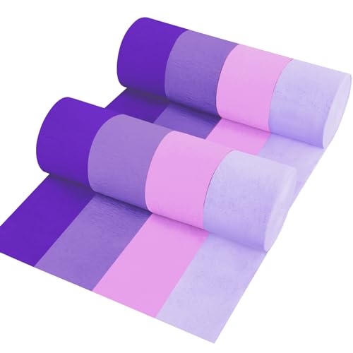 8 Rollen in 4 Farben Farbverlauf lila Party Krepppapier Luftschlangen, 8 Stück 25 m Streamets Party Dekorationen, Partyzubehör für Hochzeit, Geburtstag, Babyparty, Geschlecht, Offenbarung 8 Rollen in 4 Farben Farbverlauf lila Party Krepppapier Luftschlangen, 8 Stück 25 m Streamets Party Dekorationen, Partyzubehör für Hochzeit, Geburtstag, Babyparty, Geschlecht, Offenbarung von UNIIDECO