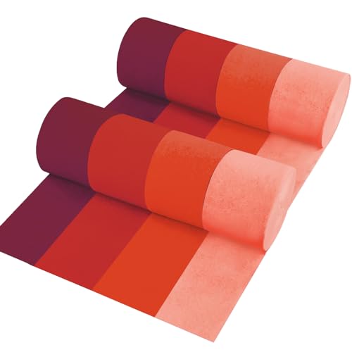 Party-Krepppapier-Luftschlangen, 8 Rollen in 4 Farben, Farbverlauf, rot, 8 Stück 25 m Luftschlangen, Party-Dekorationen, Partyzubehör für Junggesellinnenabschiede, Hochzeit, Geburtstag, Babyparty, Party-Krepppapier-Luftschlangen, 8 Rollen in 4 Farben, Farbverlauf, rot, 8 Stück 25 m Luftschlangen, Party-Dekorationen, Partyzubehör für Junggesellinnenabschiede, Hochzeit, Geburtstag, Babyparty, von UNIIDECO