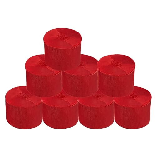 Krepppapier-Rollen, Rot, für Hochzeit, Geburtstag, Babyparty, Weihnachtsfest, Dekoration, Regenbogen-Bastelzubehör, Wohnzimmer, Schlafzimmer, Wohndekoration, 8 Stück Krepppapier-Rollen, Rot, für Hochzeit, Geburtstag, Babyparty, Weihnachtsfest, Dekoration, Regenbogen-Bastelzubehör, Wohnzimmer, Schlafzimmer, Wohndekoration, 8 Stück von UNIIDECO