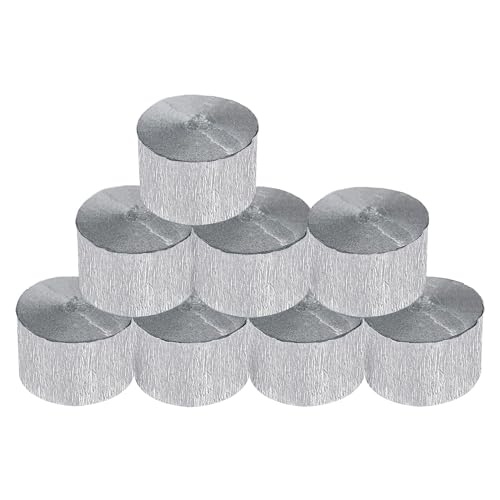 Krepppapier-Rollen, Silberfarben, für Hochzeit, Geburtstag, Babyparty, Fest, Dekoration, Regenbogen-Bastelzubehör, Wohnzimmer, Schlafzimmer, Wohndekoration, 8 Stück Krepppapier-Rollen, Silberfarben, für Hochzeit, Geburtstag, Babyparty, Fest, Dekoration, Regenbogen-Bastelzubehör, Wohnzimmer, Schlafzimmer, Wohndekoration, 8 Stück von UNIIDECO