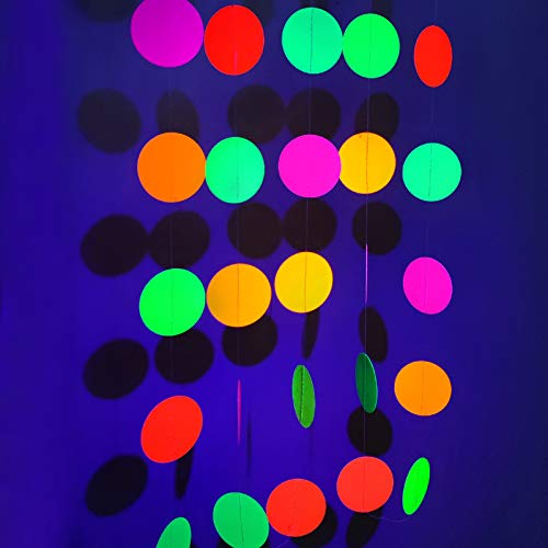 Neon Papier Kreise Girlande Rave Schwarzlicht Geburtstag Dekorationen, leuchtet im Dunkeln, Party Zubehör, UV Schwarzlicht reaktive Dekoration Raumdekoration, hängende Kreise Punkte Luftschlangen Neon Papier Kreise Girlande Rave Schwarzlicht Geburtstag Dekorationen, leuchtet im Dunkeln, Party Zubehör, UV Schwarzlicht reaktive Dekoration Raumdekoration, hängende Kreise Punkte Luftschlangen von UNIIDECO