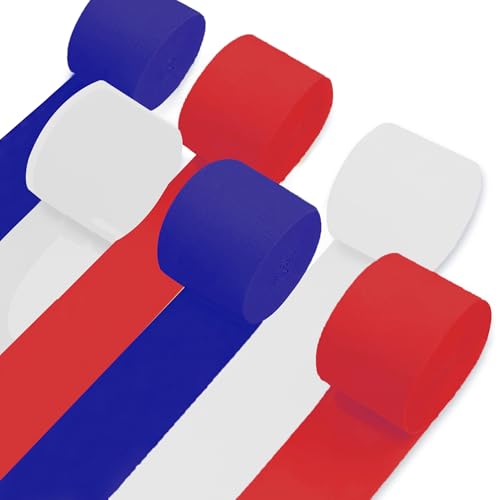 UNIIDECO Krepppapier-Luftschlangen, 6 Rollen, rot, blau und weiß, Luftschlangen für den 4. Juli, Unabhängigkeitstag, Arbeitstag, Gedenktag, Präsidentententag, Veteranentag, Party-Dekorationen UNIIDECO Krepppapier-Luftschlangen, 6 Rollen, rot, blau und weiß, Luftschlangen für den 4. Juli, Unabhängigkeitstag, Arbeitstag, Gedenktag, Präsidentententag, Veteranentag, Party-Dekorationen von UNIIDECO