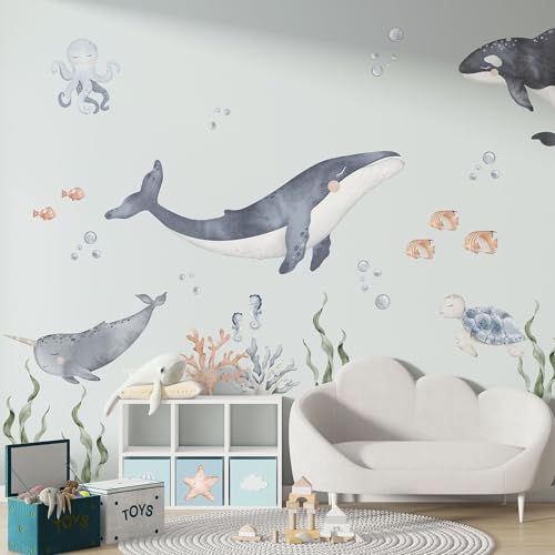Unik Nordic Wandsticker Meeresboden Motiv B, L - 65 x 75 cm, Aufkleber für die Wand, Wandtattoo rückstandslos entfernbar, Wanddekoration für Kinderzimmer und Babyzimmer, Wandaufkleber Tiere Unik Nordic Wandsticker Meeresboden Motiv B, L - 65 x 75 cm, Aufkleber für die Wand, Wandtattoo rückstandslos entfernbar, Wanddekoration für Kinderzimmer und Babyzimmer, Wandaufkleber Tiere von UNIK Nordic