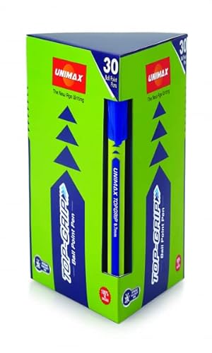 UNIMAX Top-Grip Kugelschreiber Softtouch-Gehäuse, Strichstärk: 0,45 mm, schnell trockende Tinte, Farbe: blau - 30 Stück von UNIMAX