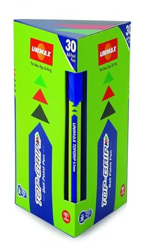 UNIMAX Top-Grip Kugelschreiber Softtouch-Gehäuse, Strichstärk: 0,45 mm, schnell trockende Tinte, Farbe: farblich sortiert - 30 Stück von UNIMAX