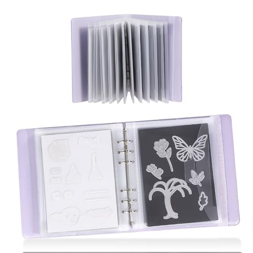 UNIMEIX Magnetische Blätter zur Aufbewahrung von Stanzformen mit 1 Binderabdeckung, 2-in-1-Aufbewahrungsstempel und Stanz-Aufbewahrungstaschen, gestanzte Aufbewahrungszubehör (0,8 mm dick, lila) von UNIMEIX