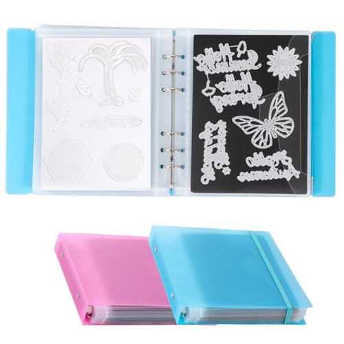 UNIMEIX Magnetische Blätter zur Aufbewahrung von Stanzformen mit blauen und rosa Binderhüllen, Stempel- und Stanztaschen, gestanzte Aufbewahrung für Kartenherstellung (0,8 mm Dicke), 24 Stück von UNIMEIX
