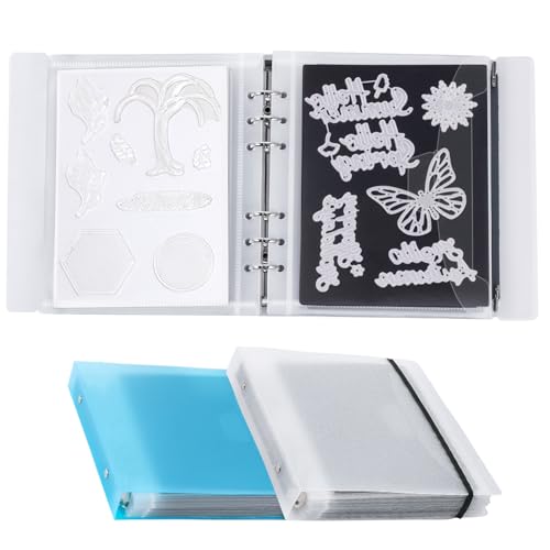 UNIMEIX Magnetische Blätter zur Aufbewahrung von Stanzformen mit transparenten und blauen Binderabdeckungen, Stempel- und Stanztaschen, gestanzte Aufbewahrung für Kartenherstellung (0,8 mm Dicke), 24 von UNIMEIX