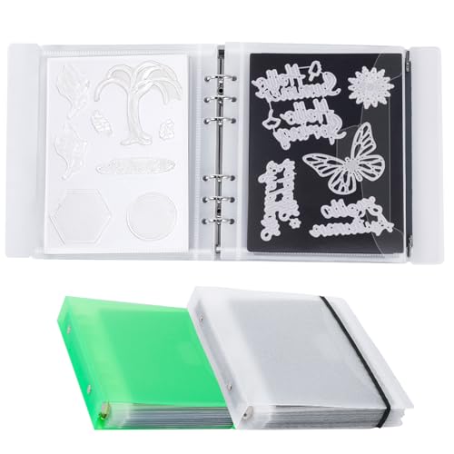 UNIMEIX Magnetische Blätter zur Aufbewahrung von Stanzformen mit transparenten und grünen Binderabdeckungen, Stempel- und Stanztaschen, gestanzte Aufbewahrung für Kartenherstellung (0,8 mm Dicke), 24 von UNIMEIX