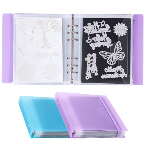 UNIMEIX Magnetische Blätter zur Aufbewahrung von Stanzformen mit violetten und blauen Binderhüllen, Stempel- und Stanztaschen, gestanzte Aufbewahrung für Kartenherstellung (0,8 mm Dicke), 24 Stück von UNIMEIX