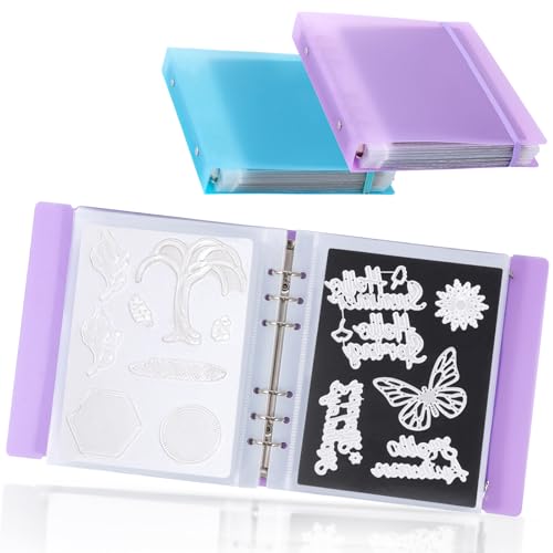 UNIMEIX Magnetische Blätter zur Aufbewahrung von Stanzformen mit violetten und blauen Binderhüllen, Stempel- und Stanztaschen, gestanzte Aufbewahrung für Kartenherstellung (0,8 mm Dicke), 24 Stück von UNIMEIX
