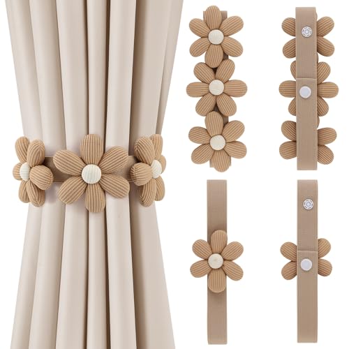 UNINGYI Magnetische Vorhang Raffhalter, Gardinenhalter Vorhanghalter, Gardinenraffer aus Holz Boho, Gardinen Raffhalter, Baumwollseil, Raffhalter für Gardinen Home Büro Gardinen Deko (4PCS(Blumen)) UNINGYI Magnetische Vorhang Raffhalter, Gardinenhalter Vorhanghalter, Gardinenraffer aus Holz Boho, Gardinen Raffhalter, Baumwollseil, Raffhalter für Gardinen Home Büro Gardinen Deko (4PCS(Blumen)) von UNINGYI
