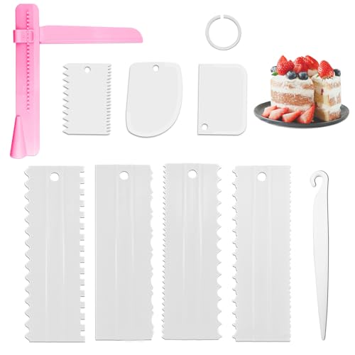 9 StüCk Cake Scraper Set, Kuchenschaber, Plastik Buttercreme Spachtel, Fondant Kuchen GläTten Werkzeug, Torte Einstreichen Werkzeug, mit 3 KuchengläTter-Schaber für Torten Unterschiedlicher Formen 9 StüCk Cake Scraper Set, Kuchenschaber, Plastik Buttercreme Spachtel, Fondant Kuchen GläTten Werkzeug, Torte Einstreichen Werkzeug, mit 3 KuchengläTter-Schaber für Torten Unterschiedlicher Formen von UNINGYI