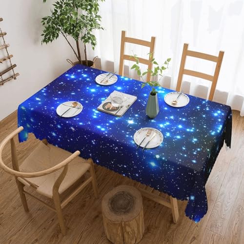 UNIOND Blaue glänzende Sterne Druck Tischdecke wasserdicht quadratisch Tischdecke Abdeckung für Küche Party Picknick Esszimmer Tischdekoration 137 x 183 cm von UNIOND