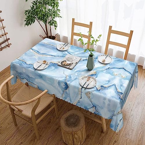 UNIOND Weiße blaue Marmor-bedruckte Tischdecke, rechteckig, wasserdicht, Tischdecke für Küche, Esstisch, Party von UNIOND