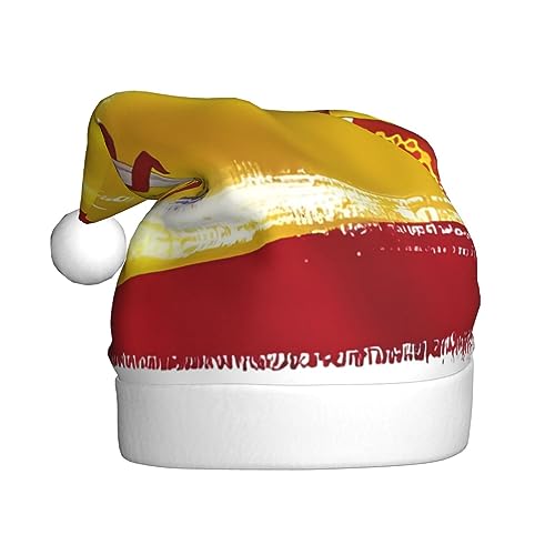 Weihnachtsmütze Spanien Flagge Druck Plüsch Weihnachtsmütze Unisex Xmas Urlaub Hut Für Weihnachten Neujahr Festliche Urlaub Party von UNIOND
