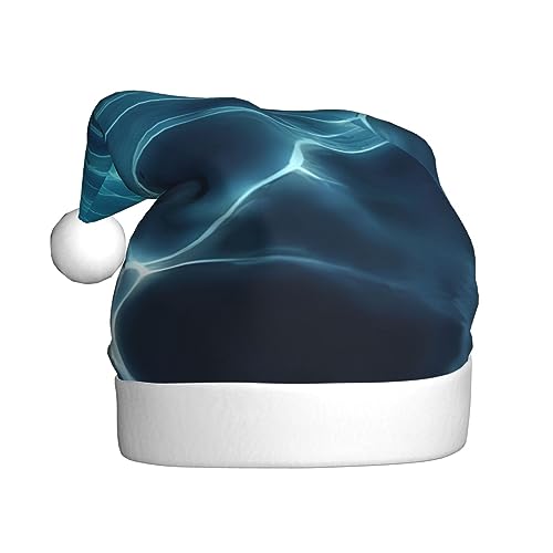 Weihnachtsmütze mit blauem tiefem Ozean-Druck, Plüsch, Unisex, Weihnachtsmütze für Weihnachten, Neujahr, festliche Feiertagsparty von UNIOND