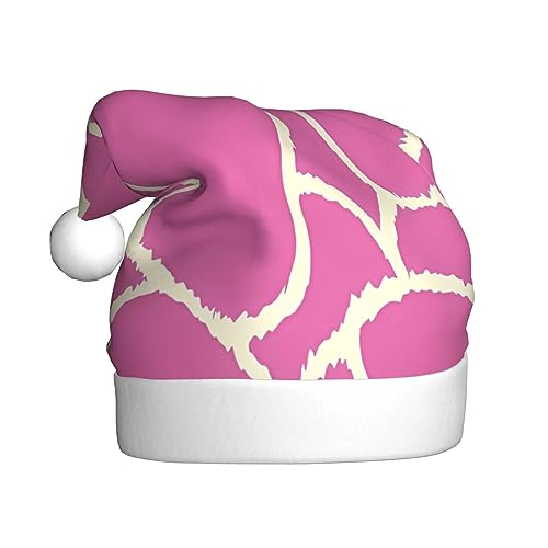 Weihnachtsmütze mit rosa Giraffen-Textur, Plüsch, Unisex, Weihnachtsmütze für Weihnachten, Neujahr, festliche Feiertagsparty von UNIOND