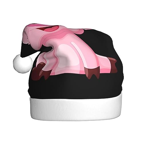 Weihnachtsmütze mit rosa Schweine-Druck, Plüsch, Unisex, Weihnachtsmütze für Weihnachten, Neujahr, festliche Feiertagsparty von UNIOND