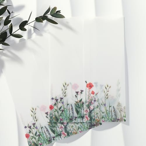 UNIQOOO Breeze Wildblumen-Pergamentumhüllen für 12,7 x 17,8 cm Einladungen, 115 g/m², vorgefaltetes, halbtransparentes Pergamentpapier, für Hochzeitseinladungen, Wildblumen und Kräuter, Motto-Party von UNIQOOO