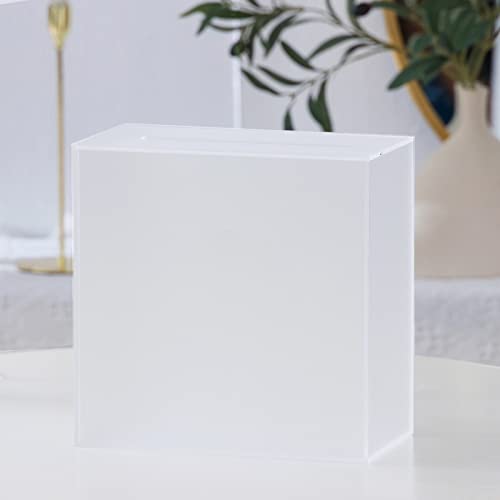 UNIQOOO Hochzeitskartenbox aus mattiertem Acryl mit Schlitz, dick, zum Selbermachen, groß, 25,4 x 25,4 x 14 cm, ohne Aufdruck, Hochzeitsempfänge, Wunschbrunnen, Sparbüchse, Geburtstag, Erinnerungsbox von UNIQOOO