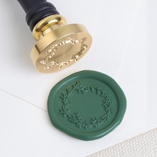 UNIQOOO Wachssiegelstempel mit Gartenkranz, Wildblumen, Botanischer Girlandenstempel, perfekt für Hochzeitseinladungen, Karten, Etiketten, Umschläge, Schneckenpost, Geschenkverpackung, Weinpaket, von UNIQOOO