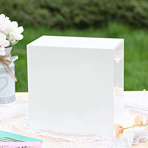 UNIQOOO Weiße Acryl-Kartenbox mit Schlitz, dicke DIY-Hochzeitsbox, blanko, kein Druck, groß, 25.4x25.4x14 cm, für Empfang, Dekoration, Spendenaktion, Spardose, Andenken, Partygeschenk UNIQOOO Weiße Acryl-Kartenbox mit Schlitz, dicke DIY-Hochzeitsbox, blanko, kein Druck, groß, 25.4x25.4x14 cm, für Empfang, Dekoration, Spendenaktion, Spardose, Andenken, Partygeschenk von UNIQOOO