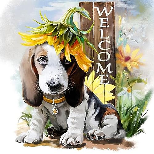 UNIQUORS 5D DIY Diamant Painting, Diamond Painting Erwachsene Blumen, Diamant Malerei Bilder Kinder Hund Vollbohrer Kit, Wohnzimmer Schlafzimmer Büro Wand Décor(35x35cm) von UNIQUORS