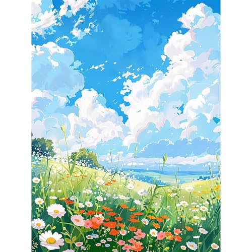 UNIQUORS Malen Nach Zahlen Erwachsene Landschaft, Ölgemälde Leinwand Blumen, DIY Malen Nach Zahlen Kinder mit Pinsels Und Acrylfarbe, Ohne Rahmen (40x50cm) von UNIQUORS