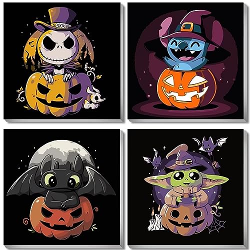 UNIQUORS Malen Nach Zahlen Kinder mit Rahmen 4 Stück Halloween, Stitch Leinwand Gemälde Set Erwachsene für Anfänger Zahnlos, Baby Yoda, Paint by Numbers Horror Jack Skellington, 20 x 20 cm UNIQUORS Malen Nach Zahlen Kinder mit Rahmen 4 Stück Halloween, Stitch Leinwand Gemälde Set Erwachsene für Anfänger Zahnlos, Baby Yoda, Paint by Numbers Horror Jack Skellington, 20 x 20 cm von UNIQUORS