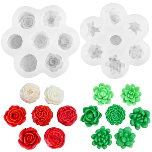 2 Stücke Silikonform Sukkulenten, 3D Silikonform Blumen, Kerzen Silikonformen Silikonformen Gießformen Blumen für Handgemachte Kerzen,Tortendeko,Harz,Seife,DIY Handwerk 2 Stücke Silikonform Sukkulenten, 3D Silikonform Blumen, Kerzen Silikonformen Silikonformen Gießformen Blumen für Handgemachte Kerzen,Tortendeko,Harz,Seife,DIY Handwerk von UNISOPH