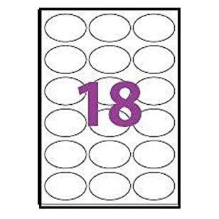100 Blatt DIN A4 zu je 18 ovalen Klebeetiketten 63,5x42,3= 1.800 ovale Etiketten, weiß, seltstklebend, bedruckbar, permanent haftend. Kompatibel mit allen gängigen Drucksystemen und Softwareprogrammen von UNIVERS GRAPHIQUE
