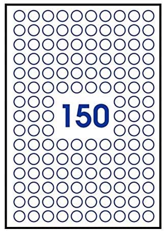 100 Bogen DIN A4 mit je 150 Klebepunkte Ø 12mm = 15.000 runde Mini-Etiketten, weiß, seltstklebend, bedruckbar, permanent haftend. Kompatibel mit allen gängigen Drucksystemen und Softwareprogrammen. von UNIVERS GRAPHIQUE
