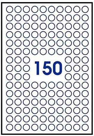 50 Bogen DIN A4 mit je 150 Klebepunkte Ø 12mm=7.500 runde Mini-Etiketten, weiß, seltstklebend, bedruckbar, permanent haftend. Kompatibel mit allen gängigen Drucksystemen und Softwareprogrammen. von UNIVERS GRAPHIQUE