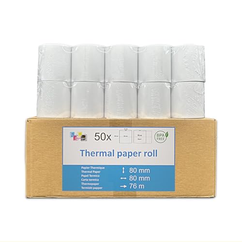 UNIVERS GRAPHIQUE 50 EC-Cash Thermorollen 80 x 80 mm, BPA-frei, 50 Blätter à 78,8 m Lauflänge, für EC-Geräte mit Thermodrucker, Kassensysteme und Thermodruckwerke von UNIVERS GRAPHIQUE