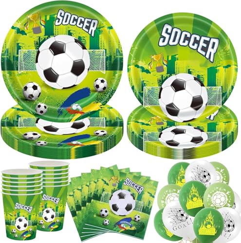 Fußball Partygeschirr Set, Fussball Geburtstag Deko, Fußball Partygeschirr Kindergeburtstag Deko Set, Football Party Mehrweg, Football Pappgeschirr Pappteller Becher Servietten für 10 Gäste Fußball Partygeschirr Set, Fussball Geburtstag Deko, Fußball Partygeschirr Kindergeburtstag Deko Set, Football Party Mehrweg, Football Pappgeschirr Pappteller Becher Servietten für 10 Gäste von UNIVERTEN