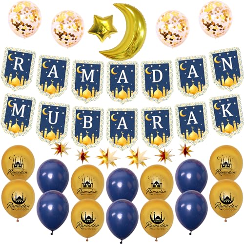 Ramadan Deko, Ramadan Mubarak Banner, Ramadan Dekoration, Ramadan Deko Ballon für Eid Mubarak Dekoration, Ramadan Kareem Dekoration, Islam Deko - Blau von UNIVERTEN