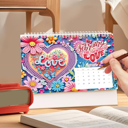 2026 Diamond Painting Kalender | Diamantmalerei Tischkalender zum Aufstellen,Diamant Malerei Weihnachten Neujahr Schreibtisch Kalender,Jan 2026 - Dez 12 Monatskalender | Geschenk (TL-005) von UNKCEST