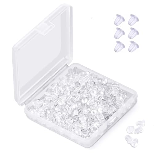 Ohrring Verschluss 300 Stück Transparent Universal Ohrring Stopper Silikon Ohrstecker verschlüsse Gummi Ohrstopper für für DIY Schmuck Fitting Ohrringe Machen (4x4 mm) von UNNAYCVE