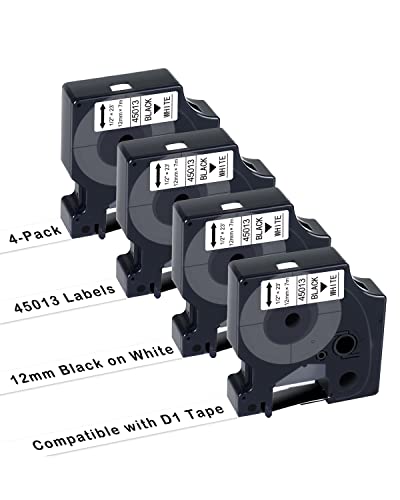 UNOKA 45013 Komaptibel für Dymo D1 12mm x 7m Etikettenbnad S0720530 A45013 Black White für DYMO LabelManager 160 280 210D 360D 420P 500TS 450D PNP LabelWriter 450 DUO,Schwarz auf Weiß Schriftbänder von UNOKA