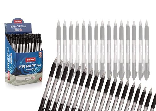 UNOMAX Trio RT Steel Kugelschreiber Linkshänder - Kugelschreiber 50 Stück - Ergonomischer Kugelschreiber Für Müheloses Schreiben - Gute Kugelschreiber - in einen zuverlässigen Partner investieren! von UNOMAX
