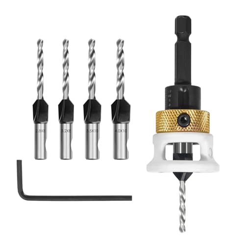 UNOSEKS Bohrsenker mit Tiefenanschlag, 6 Tlg Kegelsenker-Bohrer-Set, Senkbohrer Holz mit 1/4" Hex Schaft, Bohrer mit Senker 2.8*8,3.2*8,3.5*10,4.0*10 aus HSS-M2,Präzise Bohrungen,für Holzverarbeitung UNOSEKS Bohrsenker mit Tiefenanschlag, 6 Tlg Kegelsenker-Bohrer-Set, Senkbohrer Holz mit 1/4" Hex Schaft, Bohrer mit Senker 2.8*8,3.2*8,3.5*10,4.0*10 aus HSS-M2,Präzise Bohrungen,für Holzverarbeitung von UNOSEKS