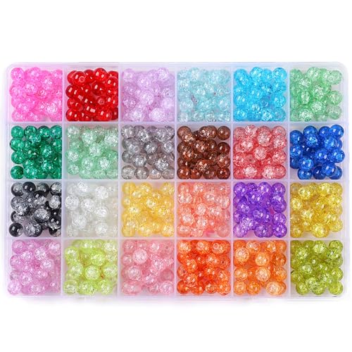 480 Stück Bunte Glasperlen zum Auffädeln, 8mm Rissige Glas Perlen für Armbänder, Perlen zum Basteln für Schmuckherstellung, DIY Halsketten, Ohrringe, Dekor 480 Stück Bunte Glasperlen zum Auffädeln, 8mm Rissige Glas Perlen für Armbänder, Perlen zum Basteln für Schmuckherstellung, DIY Halsketten, Ohrringe, Dekor von UNOZAVER